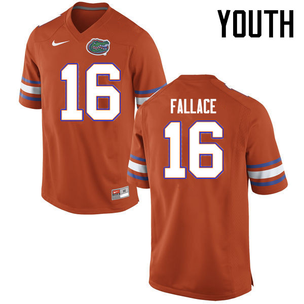 Youth Florida Gators #16 Brian Fallace College Football Jerseys Sale-Orange
